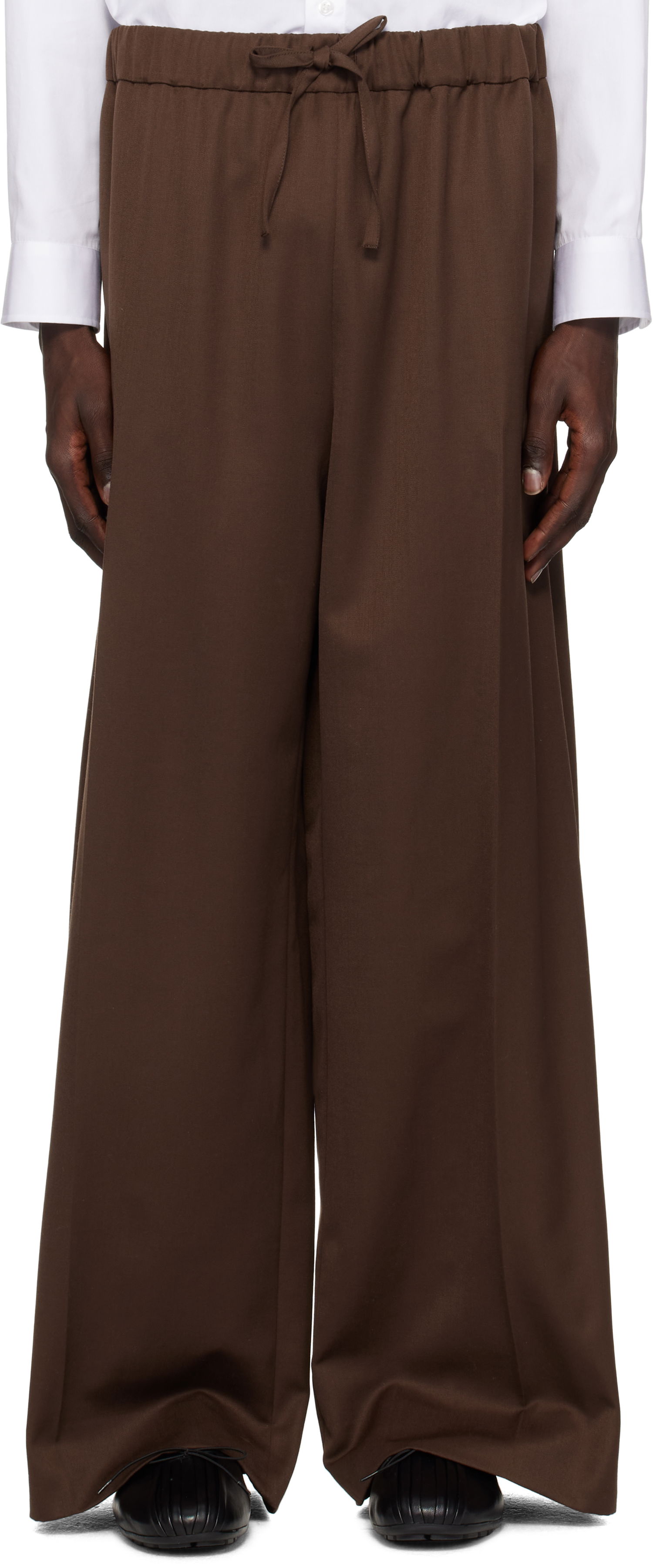 Панталони Simone Rocha Simone Rocha Wide Leg Drawstring Trousers Кафяво | 4143D 1217, 0