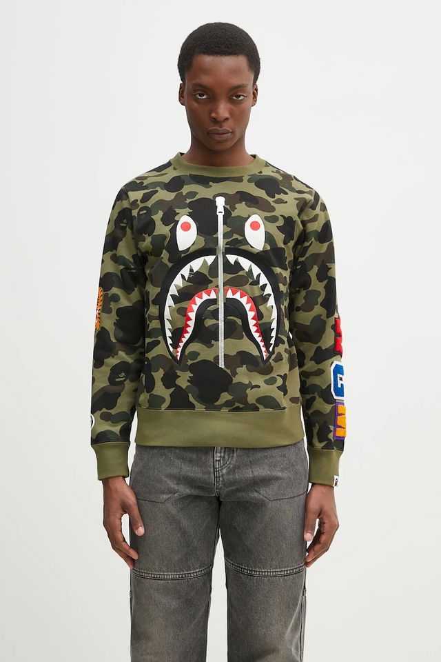A Bathing Ape 1St Camo Shark Camouflage Crewneck Sweatshirt