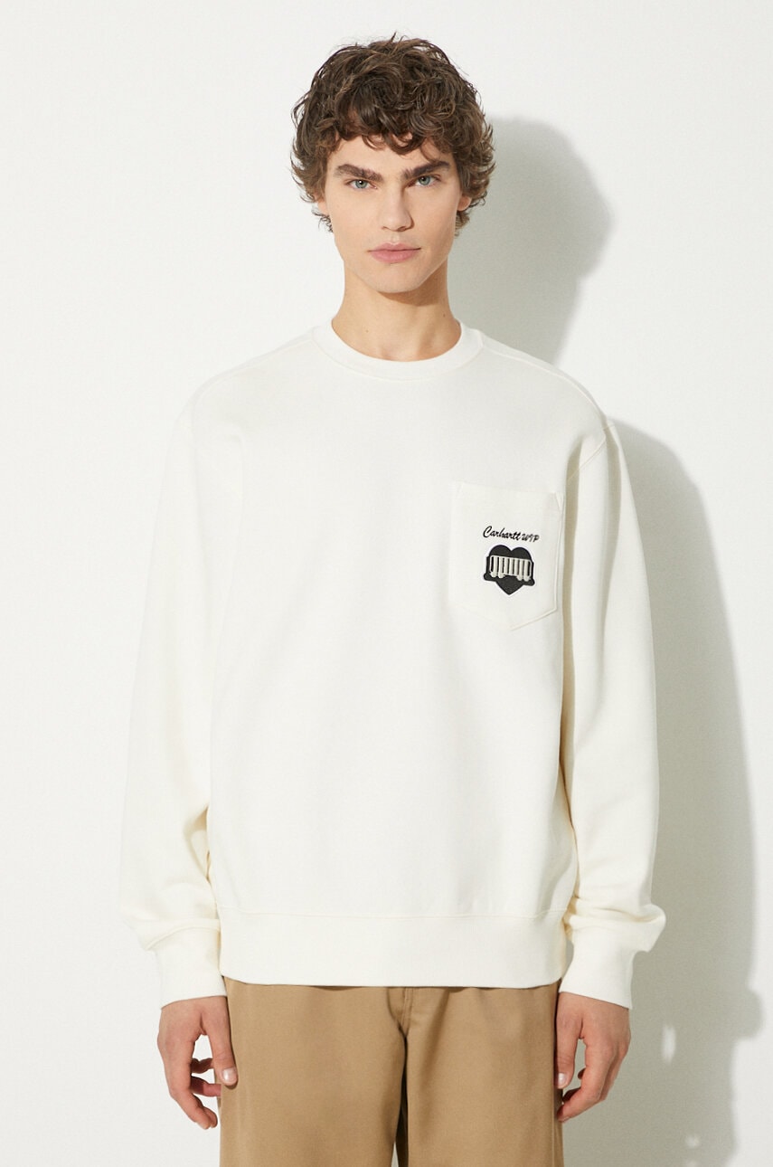 Суитчър Carhartt WIP Heart Train Pocket Crewneck Sweatshirt Бяло | I033932.D6XX, 0