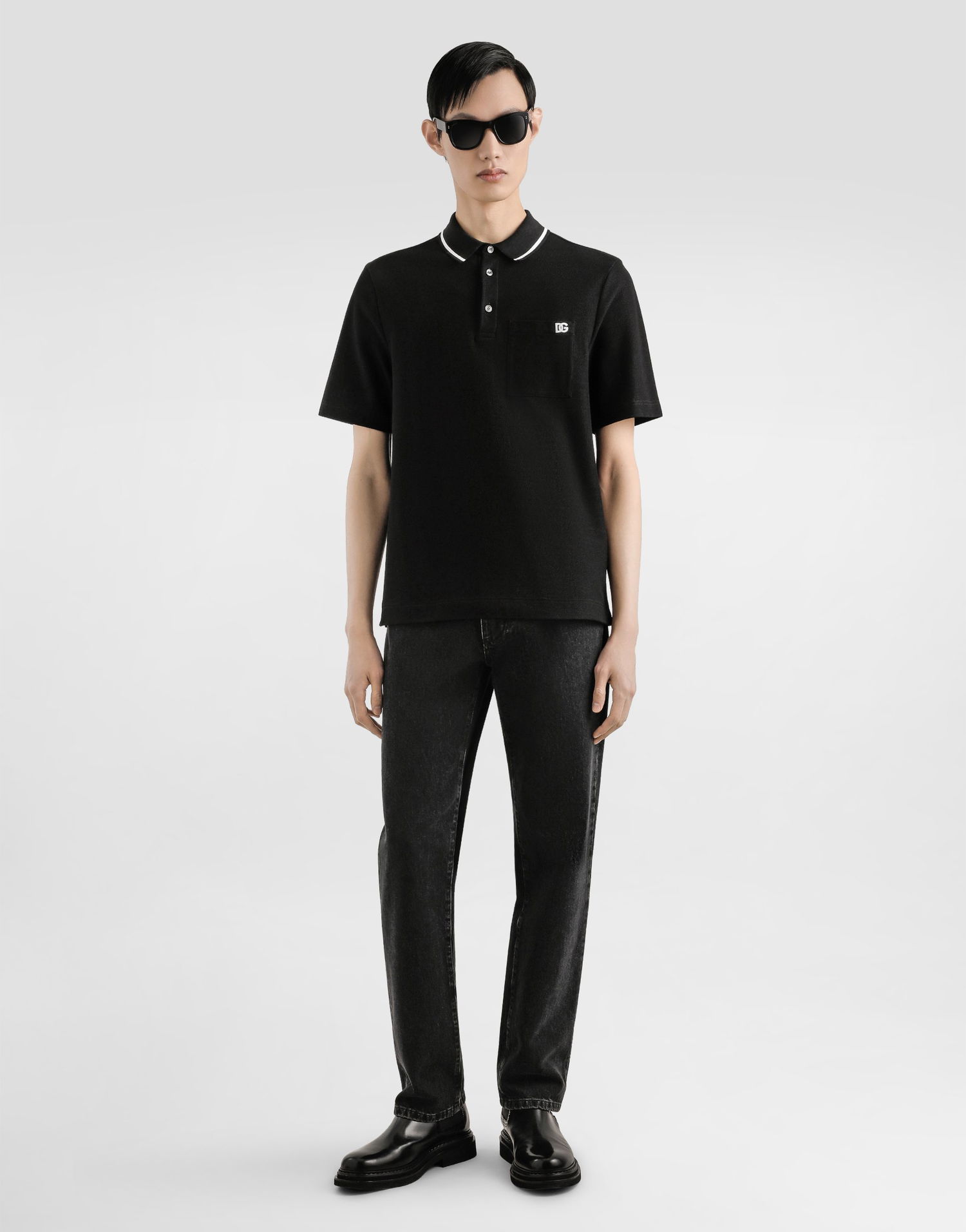 Поло тениска Dolce & Gabbana Dolce & Gabbana Cotton Piqué Polo Shirt with Pocket Черно | G8SN2ZHU7UTN0000, 1
