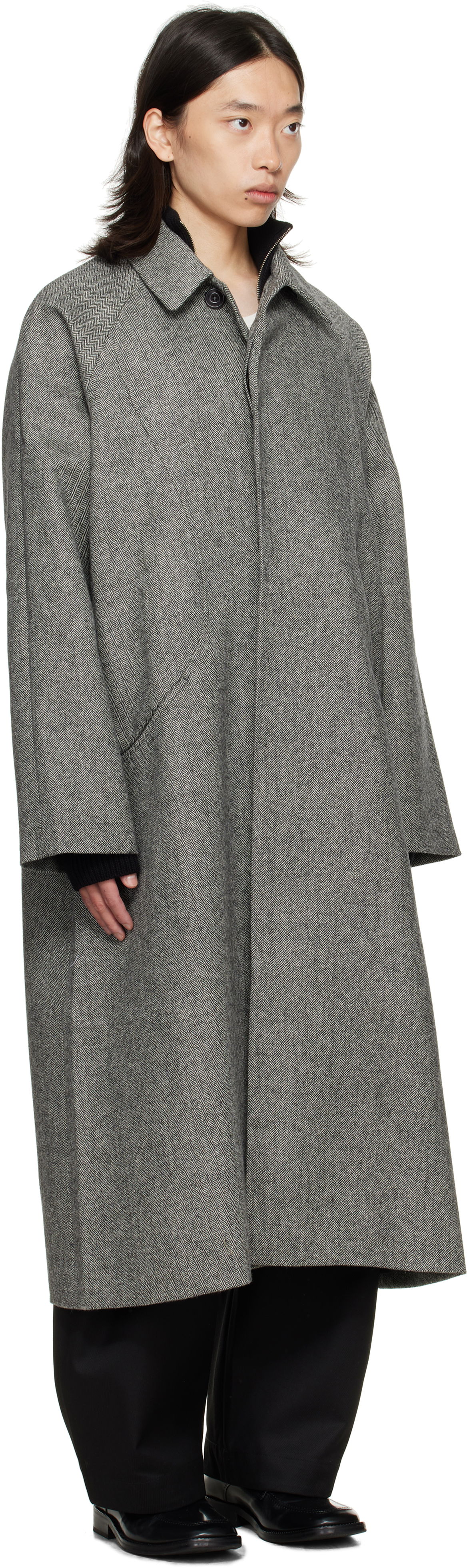 Палта sage NATION SAGE NATION Takeshi Herringbone Coat Сиво | S028 TAKESHI COAT WOOL BLACK A, 1