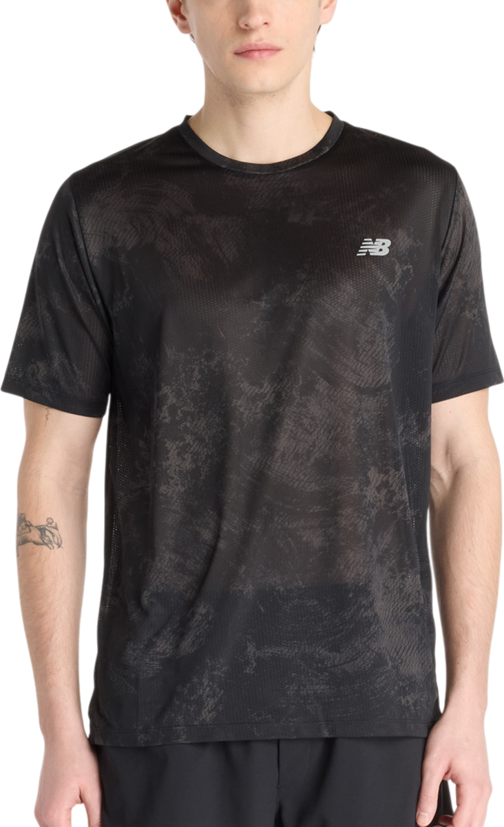 Тениска New Balance Athletics Printed Short-Sleeve T-Shirt Черно | mt53201-cas