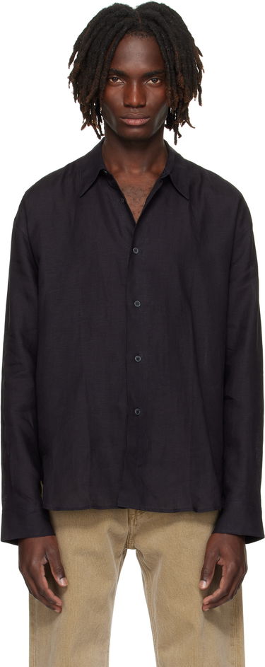 Риза Studio Nicholson Studio Nicholson Rafe Linen Shirt Черно | RAFE SNM - 1402, 0
