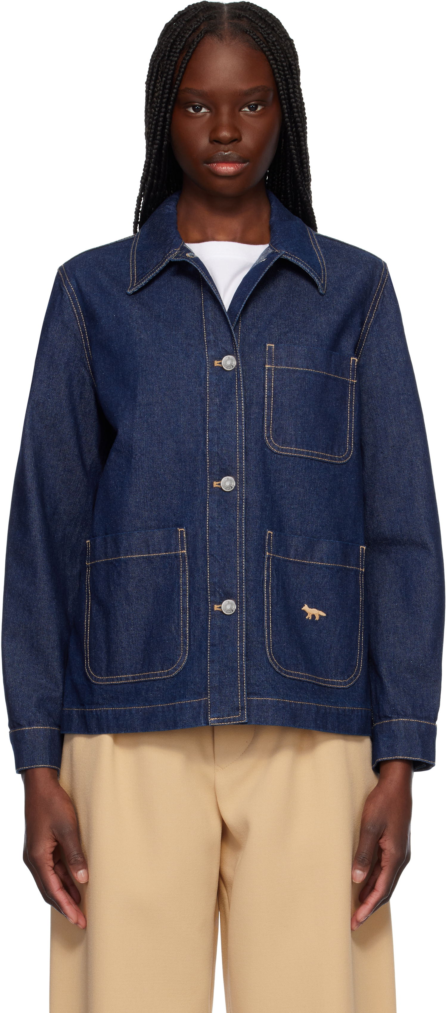 Яке MAISON KITSUNÉ Maison Kitsuné Workwear Denim Jacket Синьо | OW02136WW0081, 0