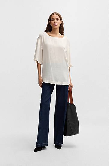 Тениска BOSS Relaxed Fit Blouse Бяло | 50524216, 1