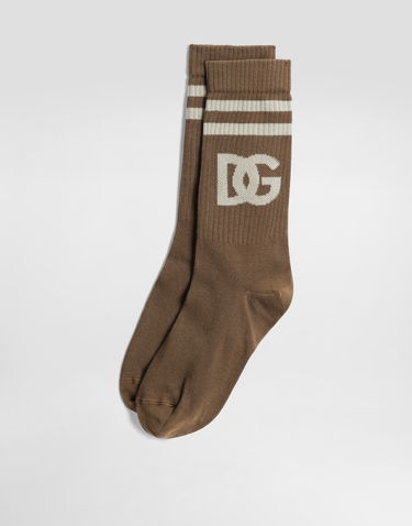 Чорапи Dolce & Gabbana Dolce & Gabbana Fine-Rib Cotton Socks With Logo Кафяво | GXS80TJFMLAM9225, 1