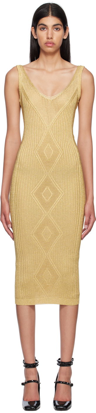 Pокля Valentino V-Neck Midi Dress "Gold" Бежово | 2B3KD09U7SK, 0