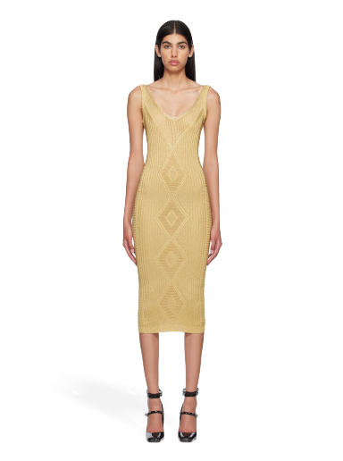 Pокля Valentino V-Neck Midi Dress "Gold" Бежово | 2B3KD09U7SK