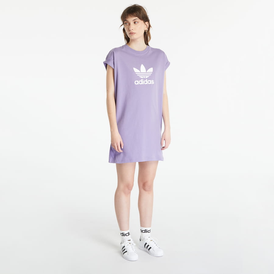 Pокля adidas Originals New Short Sleeve Dress Лилаво | IC5482, 0