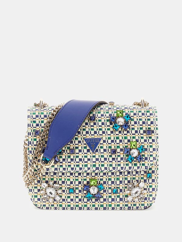 Чанта през рамо GUESS Embellished Tweed Mini Crossbody Bag Многоцветен | HWWE9528210, 0