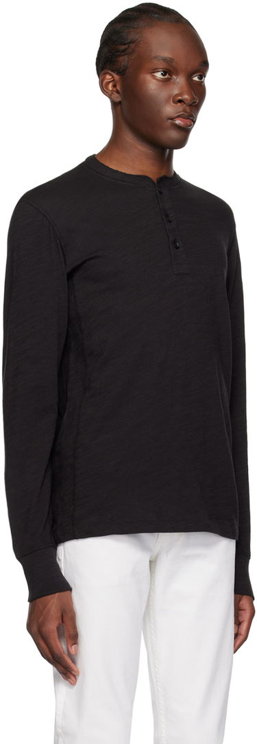 Тениска rag & bone Flame Long Sleeve Henley Черно | M000T676G, 1