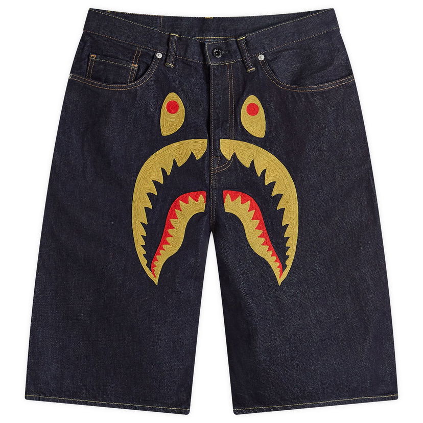 Къси панталони BAPE A Bathing Ape Shark Denim Shorts Тъмно синьо | 001DSK301002M-IND