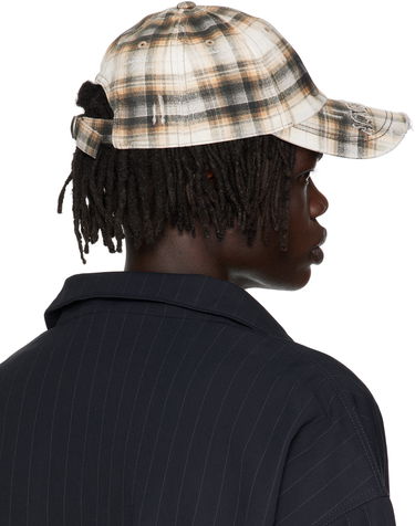 Шапка с козирка Acne Studios Acne Studios Distressed Plaid Cap Бежово | C40410-, 4
