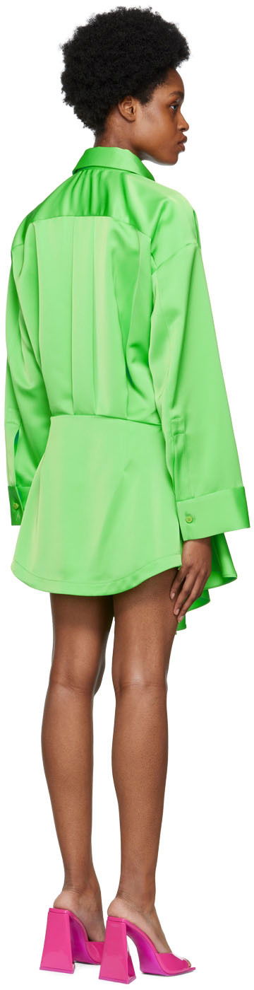 Pокля The Attico Attico Candice Satin Mini Shirt Dress Зелено | 228WCA124 E020, 2