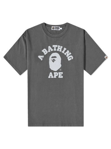 Тениска BAPE Stone Wash College Relaxed T-Shirt Black Сиво | 001CSJ301021M-BLK