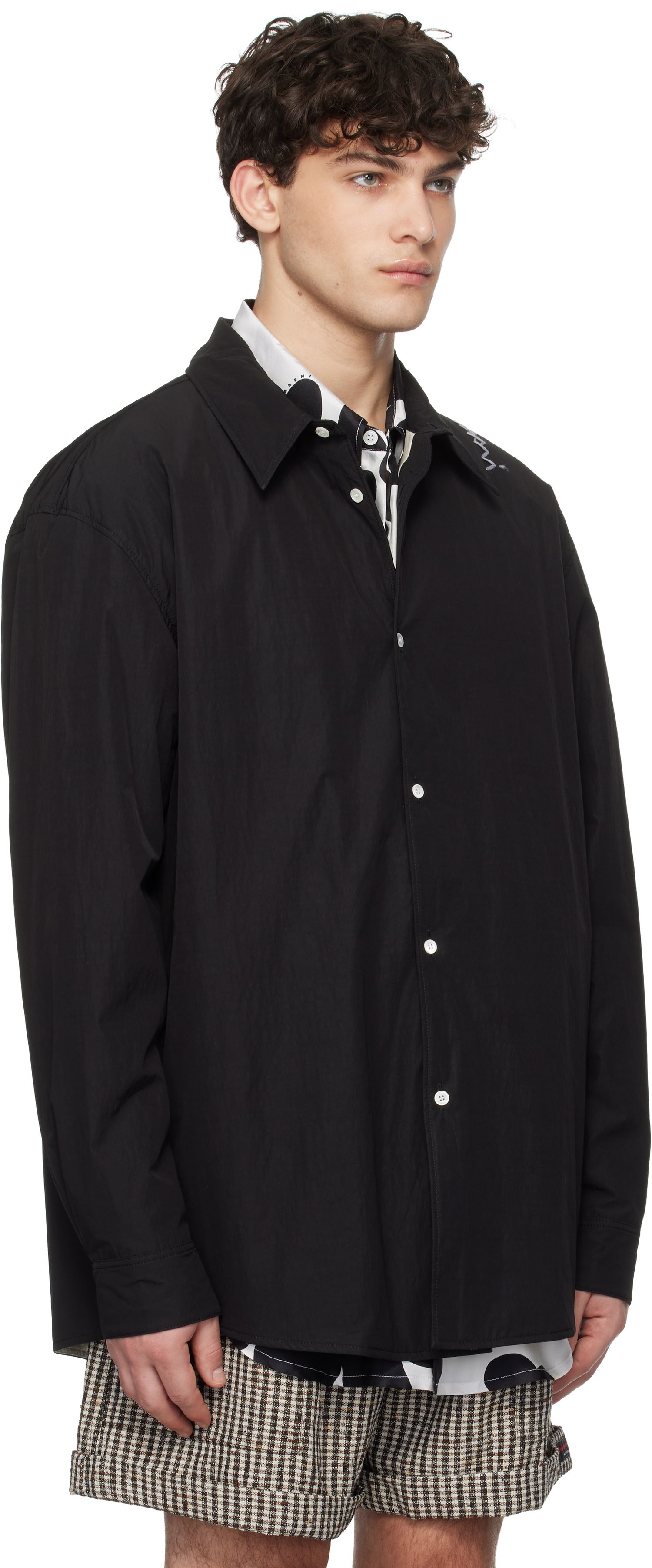 Риза Marni Marni Crinkled Nylon Blend Overshirt Черно | CUMU0333SW UTP786, 1