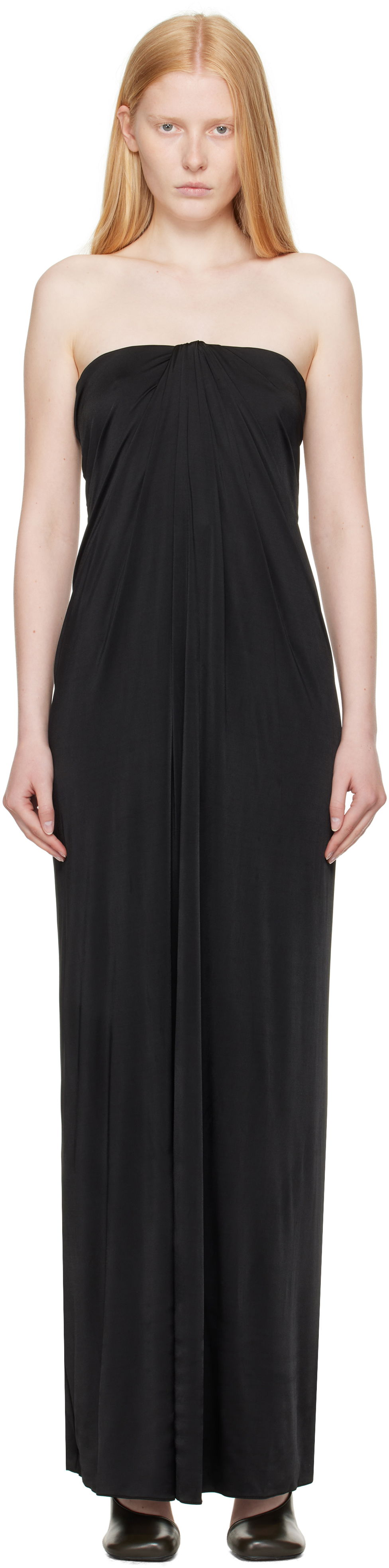 Pокля FERRAGAMO Ferragamo Sleeveless Gathered Maxi Dress Черно | 780649, 0