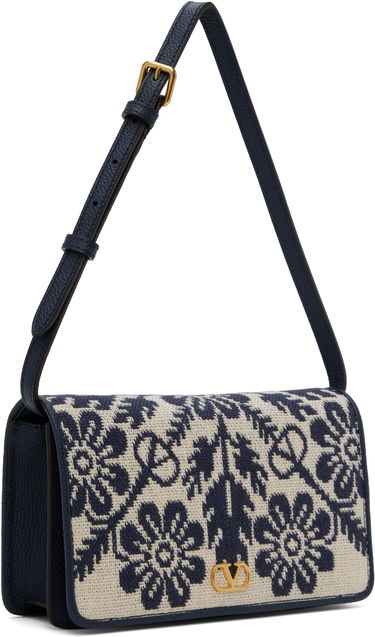 Дамска чанта Valentino Valentino Garavani VLogo Signature Jacquard Flowers Bag Тъмно синьо | 6W0P0AK8ICD, 1
