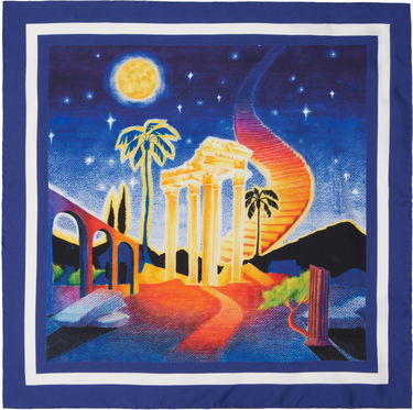Шал Casablanca Silk Scarf with Stairway Print Синьо | APS25-ACC-052-05, 0