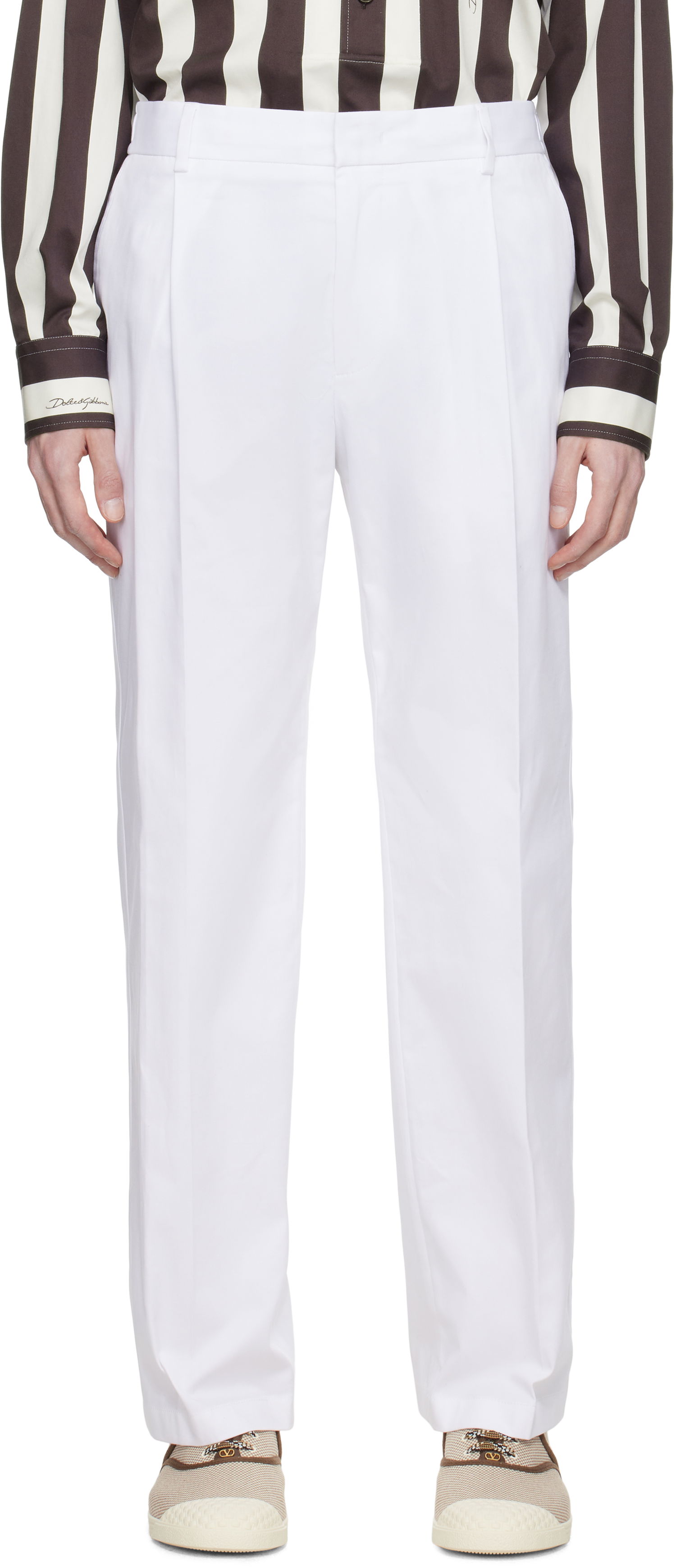 Панталони Dolce & Gabbana Dolce&Gabbana Gabardine Trousers Бяло | GP0K7TFUFNV, 0