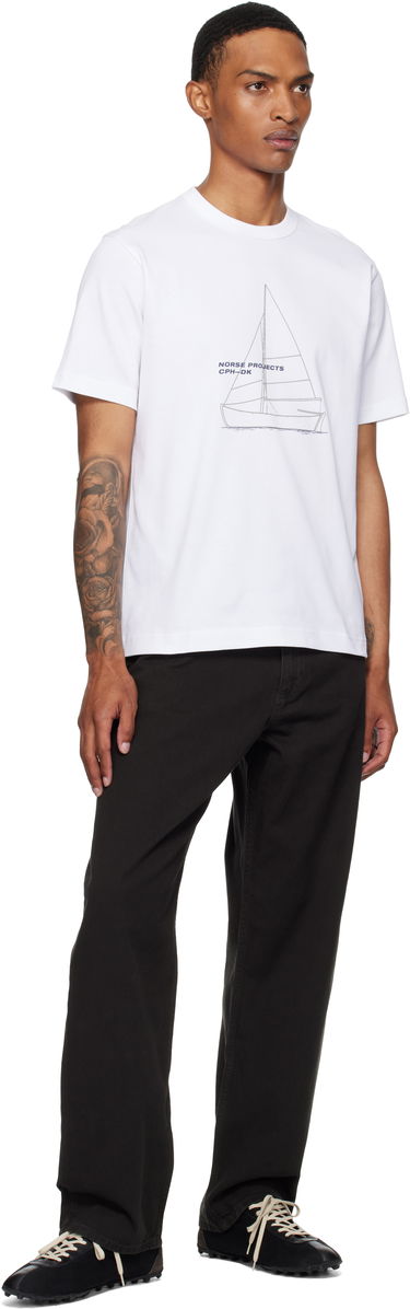 Тениска NORSE PROJECTS Norse Projects Holger Organic Boat Print T-Shirt Бяло | N01-0677, 3