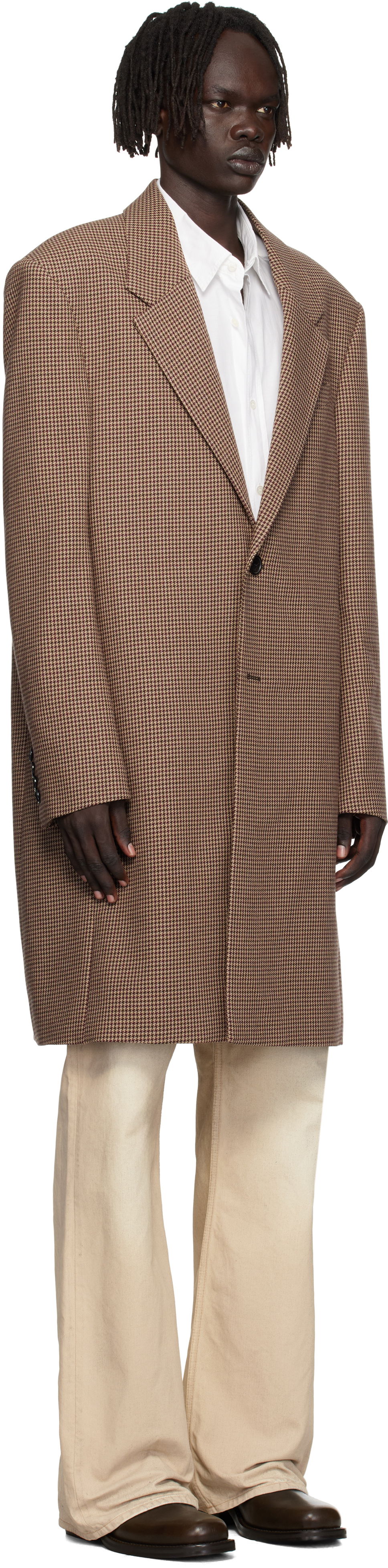 Палта Acne Studios Acne Studios Houndstooth Wool Coat Кафяво | B90830-, 1