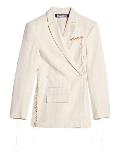 Яке Jacquemus La Veste Tibau Brodee Embroidered Double-Breasted Бяло | 231JA024-1069-110