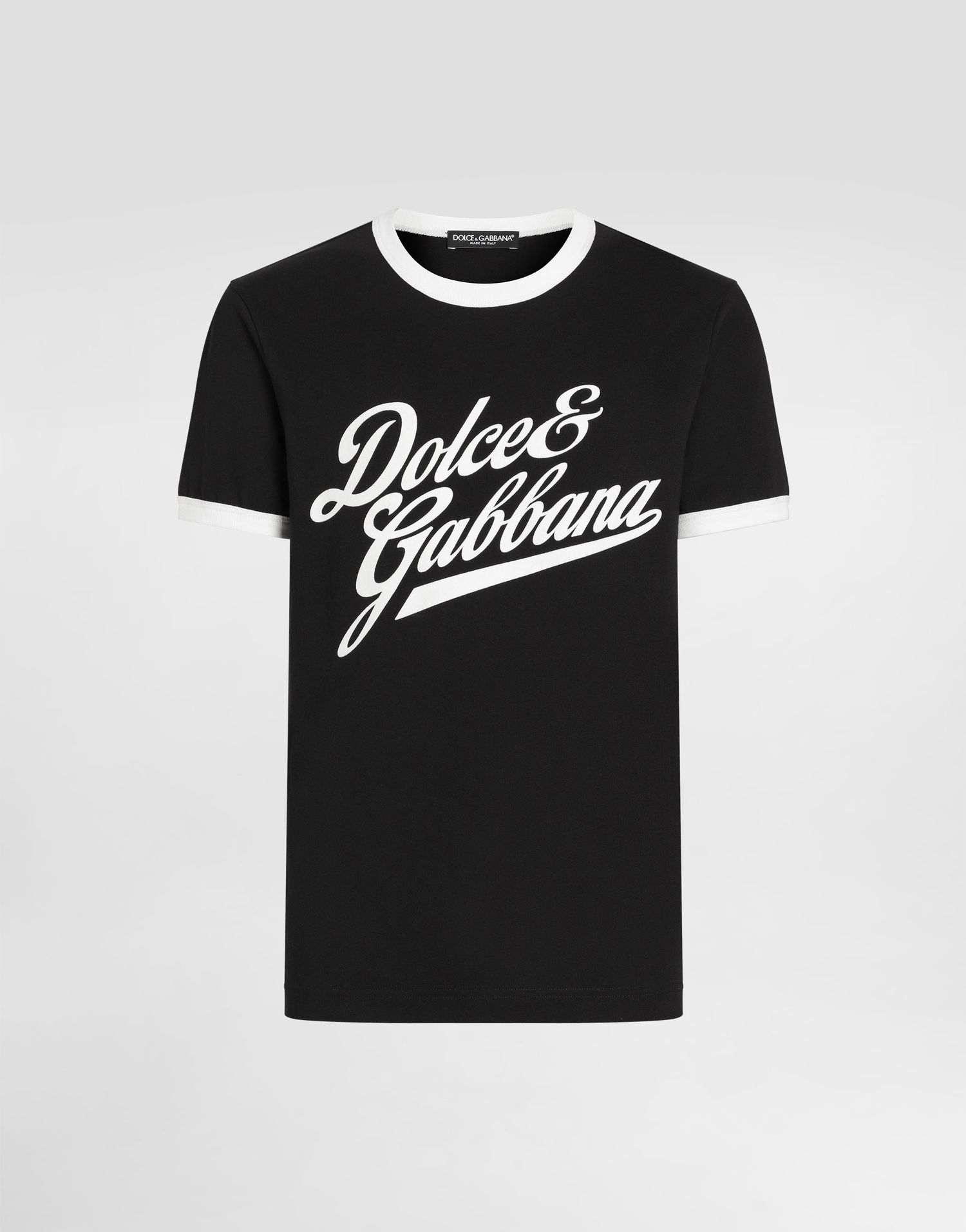 Тениска Dolce & Gabbana Dolce & Gabbana Flock Print Cotton T-Shirt Черно | G8PV1TG7PGCN0000, 0
