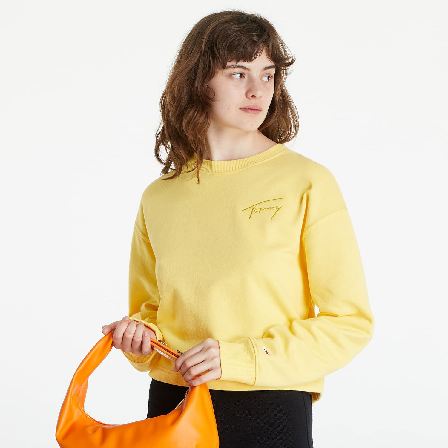 Суитчър Tommy Hilfiger Crop Tommy Signature Crew Жълто | DW0DW12041 ZGF, 0