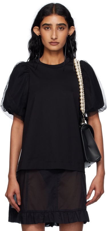 Тениска Simone Rocha Simone Rocha Tulle Overlay Puff Sleeve T-Shirt Черно | 5397 0553, 0
