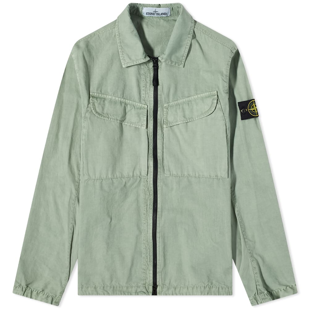 Яке Stone Island Brushed Cotton Canvas Zip Overshirt Зелено | 7715101WN-V0155, 0