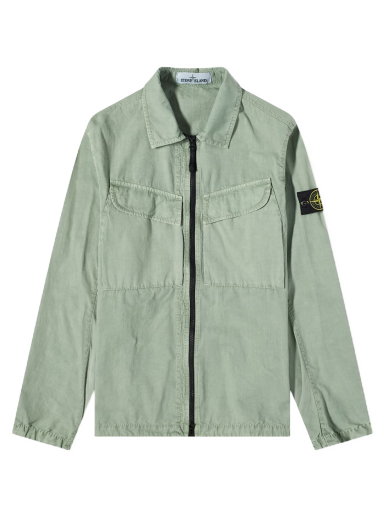 Яке Stone Island Brushed Cotton Canvas Zip Overshirt Зелено | 7715101WN-V0155