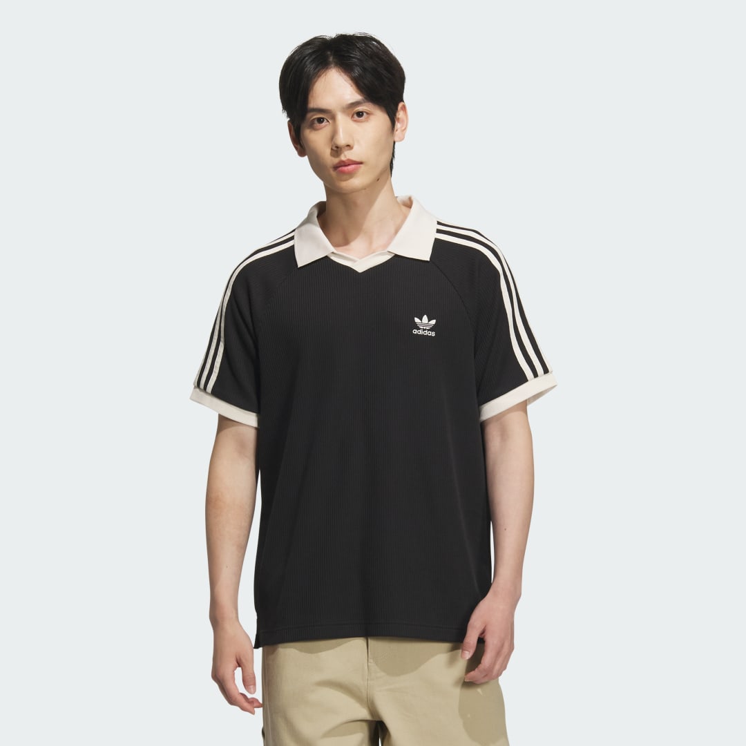 Поло тениска adidas Performance Waffle Short Sleeve Polo Черно | JV9266, 0