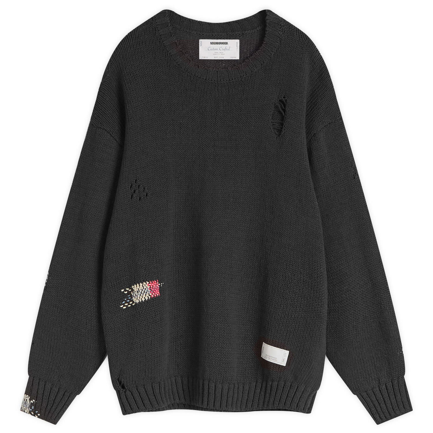 Пуловер Neighborhood Neighborhood Savage Crewneck Knit Sweater, Size Large Черно | 251FUNH-KNM03-BLK, 1