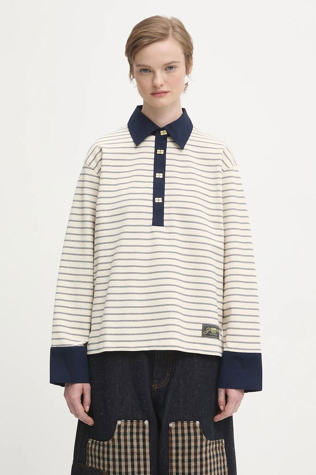 Striped Single Piquet Jersey Polo Shirt