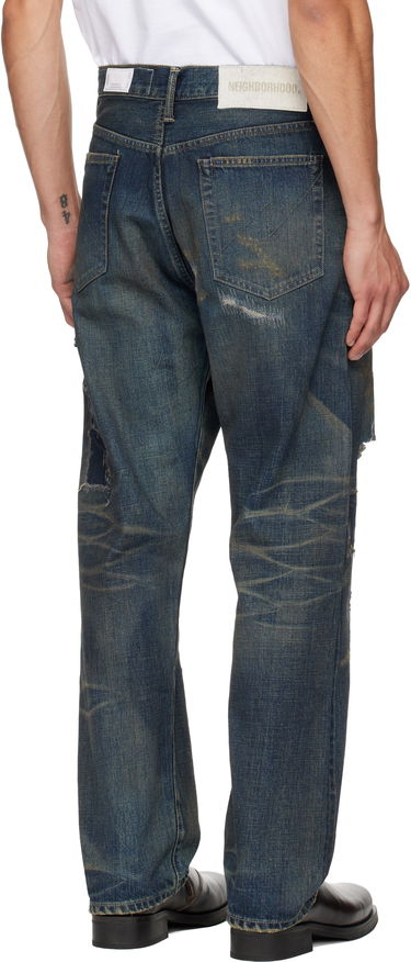 Дънки Neighborhood Distressed Ripped Patched Denim Jeans Синьо | 252XBNH-PTM08, 2