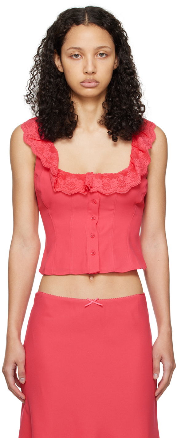 Guizio Paloma Lace Trim Top