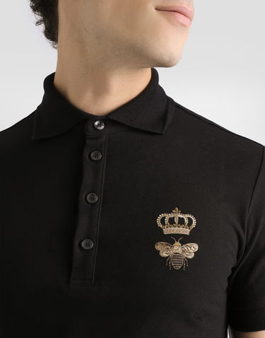 Поло тениска Dolce & Gabbana Cotton Piqué Polo Shirt With French Wire Patch Черно | G8LZ1ZG7WURN0000, 3