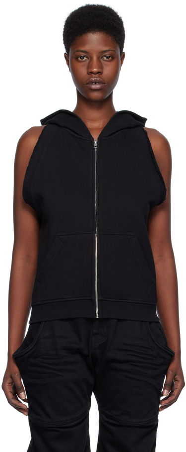 Суитчър We11done We11done Sleeveless Zip-Up Hoodie Черно | WD-TJ0-24-756-W-BK, 0