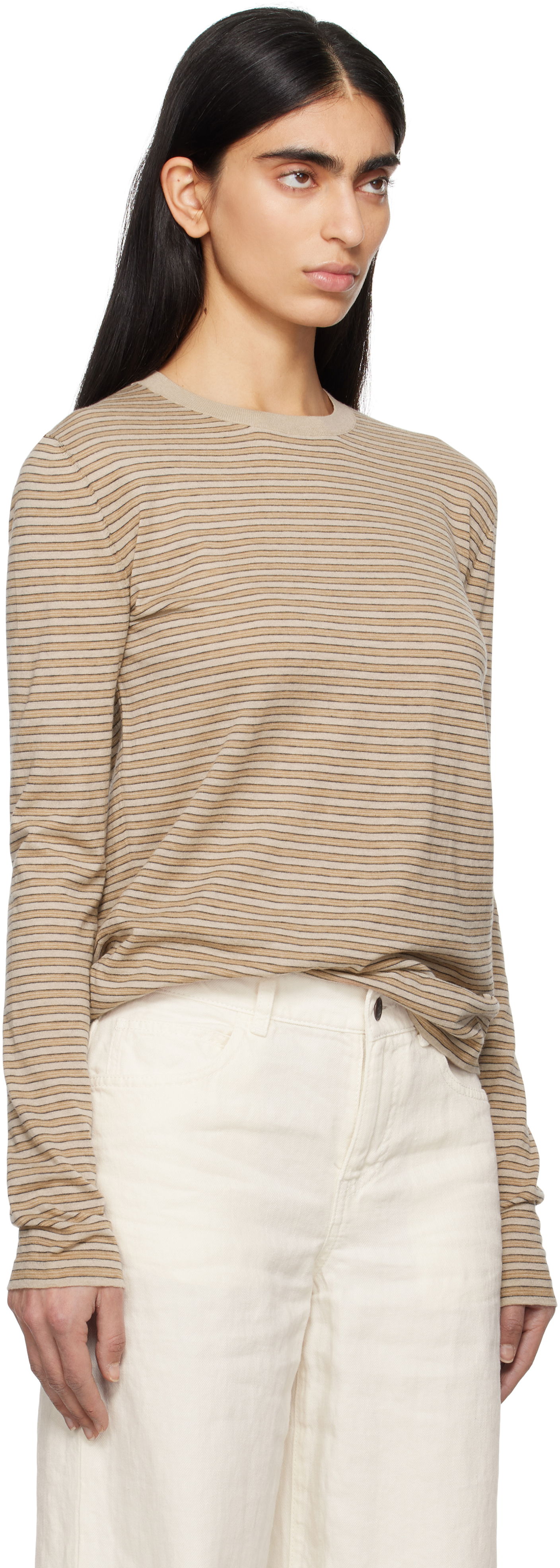 Тениска The Row The Row Juhi Striped Long Sleeve T-Shirt Бежово | 8811-Y688, 1