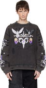 Who Decides War Epitome Distressed Embroidered Crewneck Sweatshirt