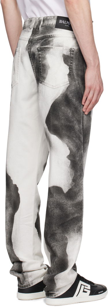 Дънки Balmain Balmain Regular Fit Moon Print Jeans Бяло | EH0MI043DE39, 2