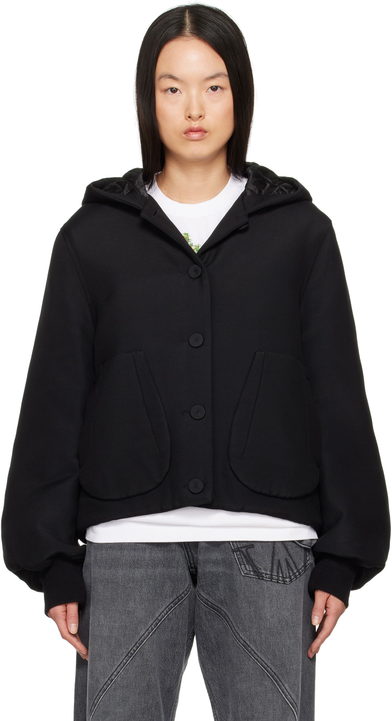 Яке бомбър JW Anderson JW Anderson Hooded Blouson Jacket Черно | JK0359-PG1679, 0