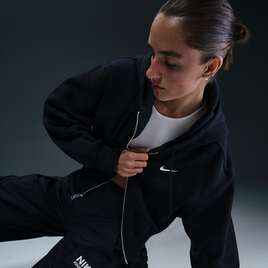 Суитчър Nike Sportswear Phoenix Fleece Cropped Full-Zip Hoodie Черно | HJ0940-010, 2