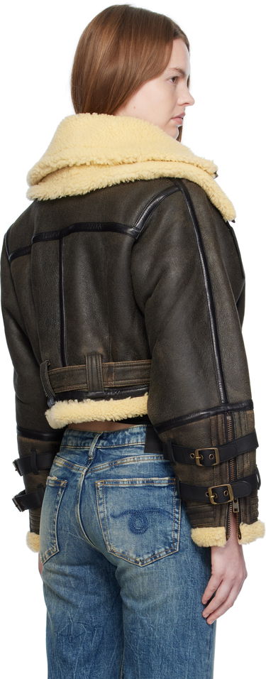 Яке бомбър R13 R13 Cropped Shearling Bomber Jacket Кафяво | R13WR423-R545A, 2
