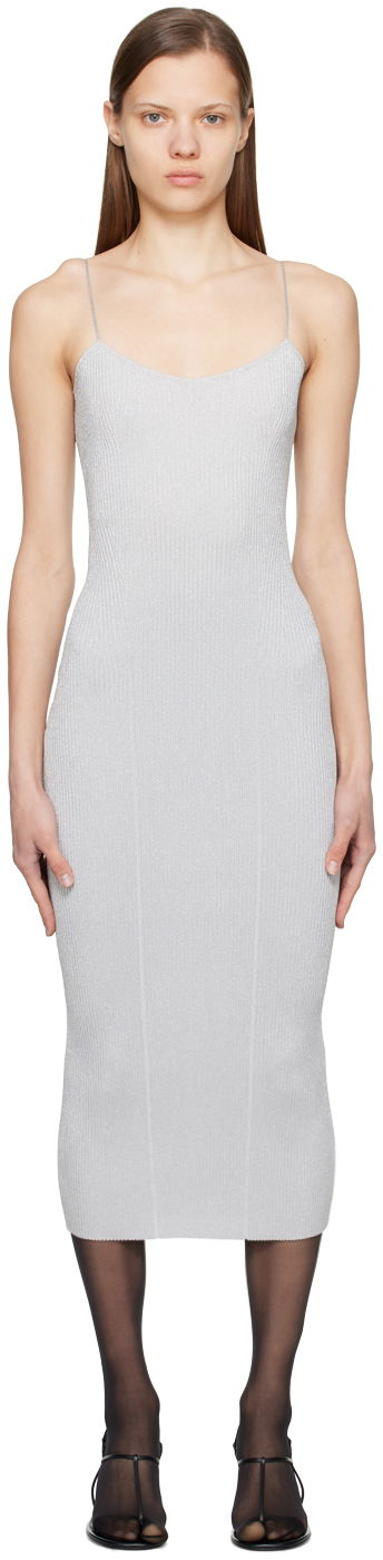 Pокля Khaite 'The Pilar' Metallic Knit Midi Dress Сиво | 8825414, 0