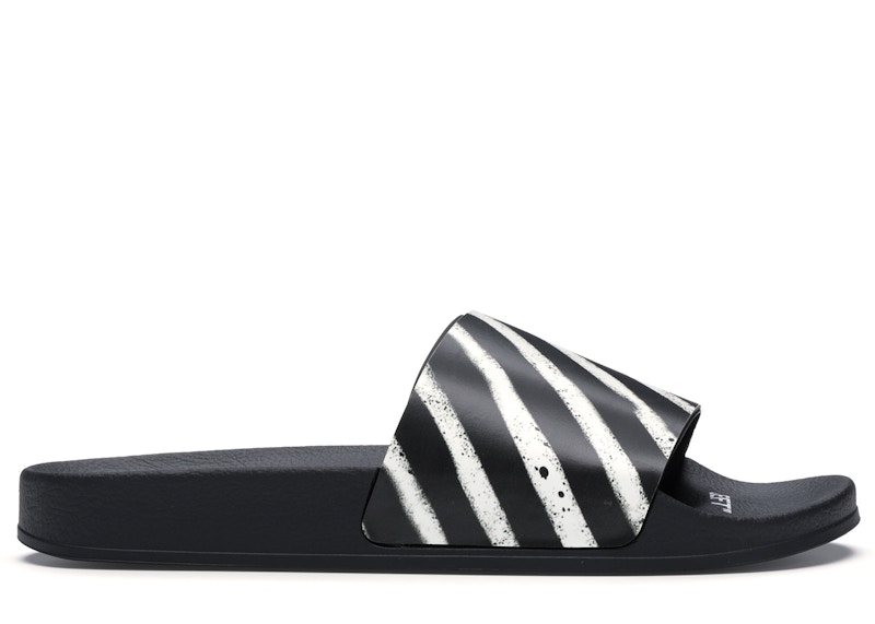 Кецове и обувки Off-White Spray Stripes Slider Black White FW19 Черно | OMIA088E19C220511001