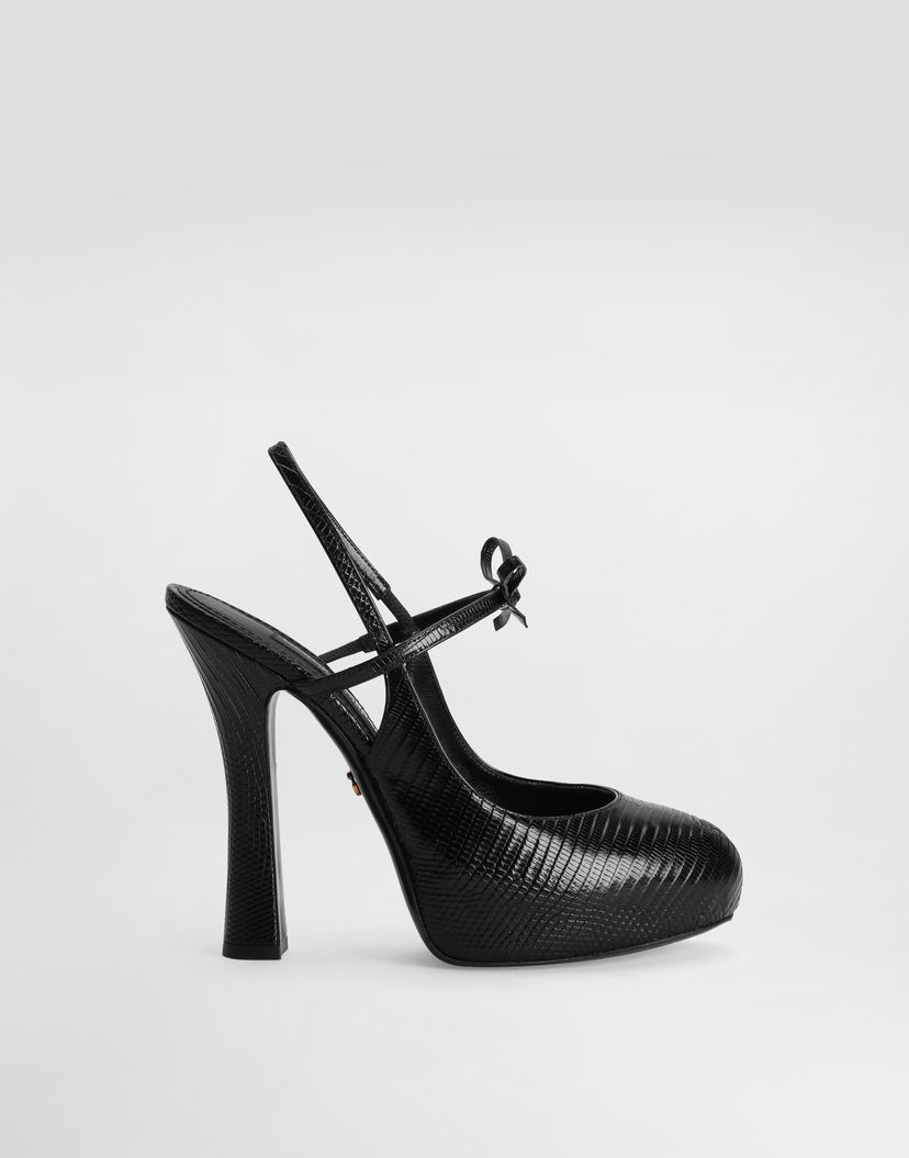 Аксесоари Dolce & Gabbana Dolce & Gabbana Lizard Skin Slingback Pumps Черно | CG0930A2D458B956