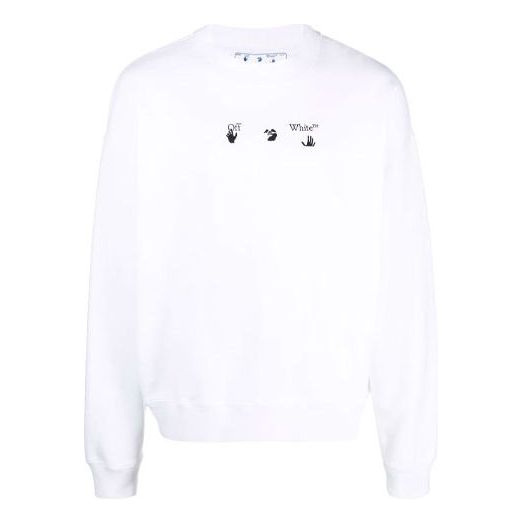 Пуловер Off-White Off-White FW21 Logo Print Loose Fit Pullover Бяло | OMBA054F21FLE0140110, 0