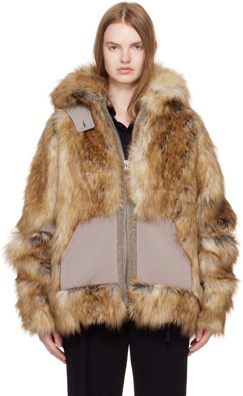 Яке Ottolinger Ottolinger Oversized Furry Multiline Jacket Кафяво | 109-701709-01